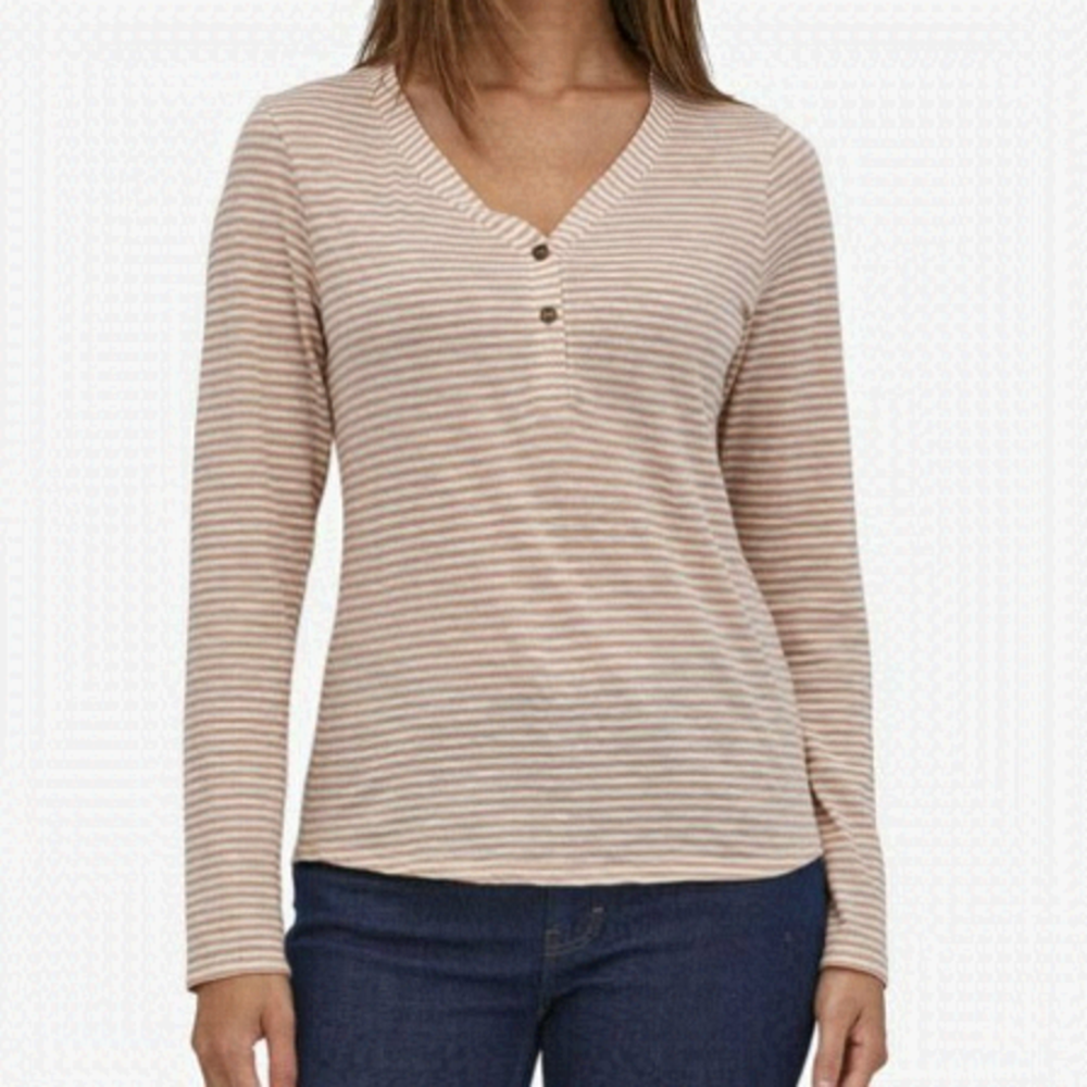 PATAGONIA Mainstay Bumblebee Striped Henley Long Sleeve Top Size S